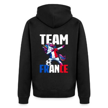 Cadeau Supporter football foot France - Veste à capuche bio Premium Unisexe - noir - Dos - Nico (187cm)