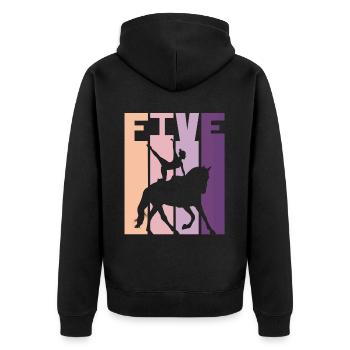 Loves Horse Vaulting Gift - Unisex Premium Organic Zip Hoodie - black - Back - Nico (187cm)
