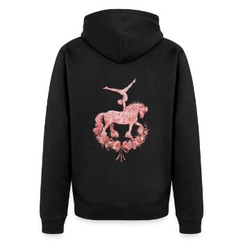 Loves Horse Vaulting Gift - Unisex Premium Organic Zip Hoodie - black - Back - Nico (187cm)