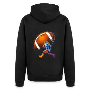American Football Tshirt Herren Kinder Football - Unisex Premium Bio Zip Hoodie - Schwarz - Hinten - Nico (187cm)