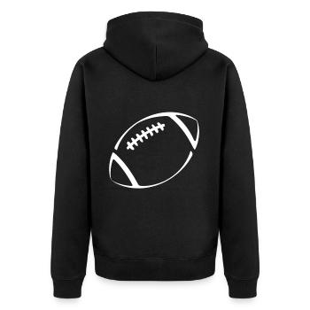 American Football Tshirt Men's Kids Football - Unisex Premium Organic Zip Hoodie - black - Back - Nico (187cm)