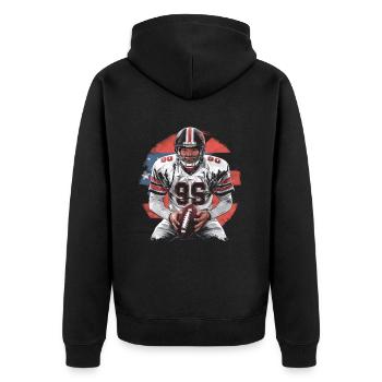 American Football Tshirt Men's Kids Football - Unisex Premium Organic Zip Hoodie - black - Back - Nico (187cm)