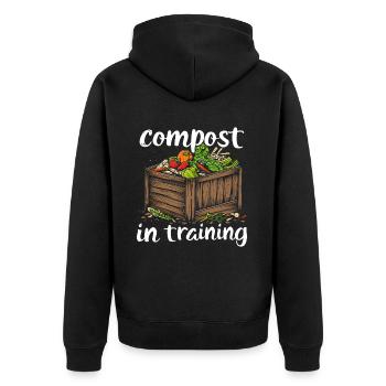 Permakultur Lebensmittel Compost - Unisex Premium Bio Zip Hoodie - Schwarz - Hinten - Nico (187cm)