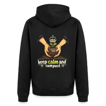 Permakultur Lebensmittel Compost - Unisex Premium Bio Zip Hoodie - Schwarz - Hinten - Nico (187cm)