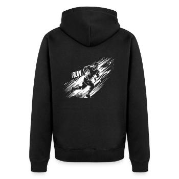 Conception de course pour les coureurs au marathon - Veste à capuche bio Premium Unisexe - noir - Dos - Nico (187cm)