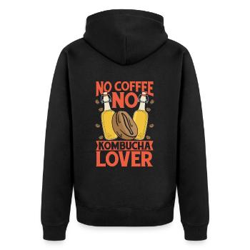 Kombucha Lover No Coffee Tea Mushroom Coffee Lover - Unisex Premium Bio Zip Hoodie - Schwarz - Hinten - Nico (187cm)