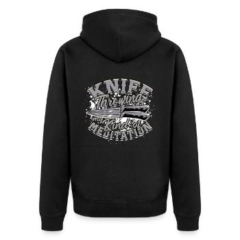Knife Throwing Knife Throw My Kind Of Mediation - Unisex Premium Organic Zip Hoodie - black - Back - Nico (187cm)