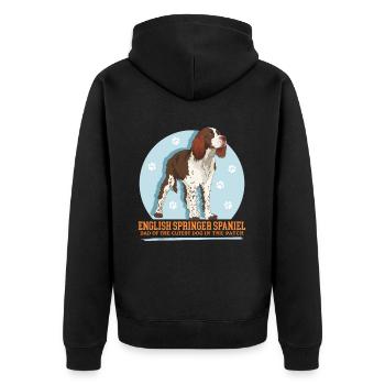 English Springer Spaniel Dad Geschenk - Unisex Premium Bio Zip Hoodie - Schwarz - Hinten - Nico (187cm)