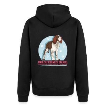 English Springer Spaniel Mom Gift - Unisex Premium Organic Zip Hoodie - black - Back - Nico (187cm)
