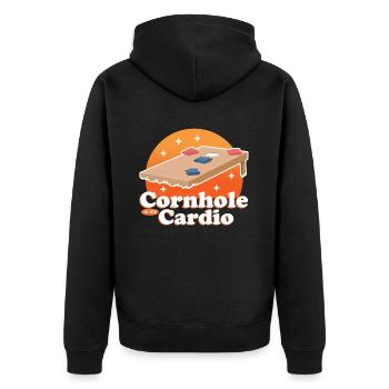 Joueur de cornhole | Cadeau de trou borgne de pouf - Veste à capuche bio Premium Unisexe - noir - Dos - Nico (187cm)