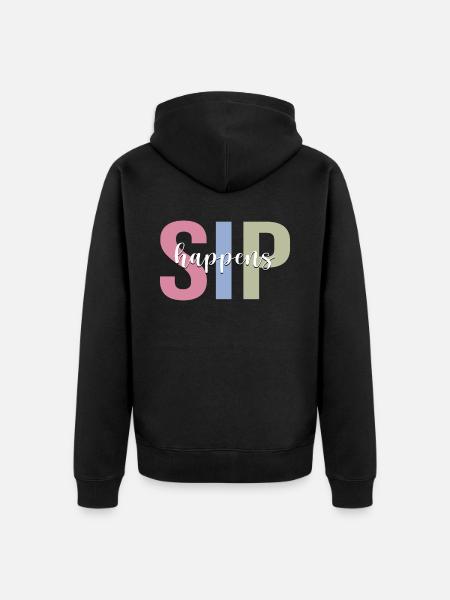 Wine drinker drinks wine glass - Unisex Premium Organic Zip Hoodie - black