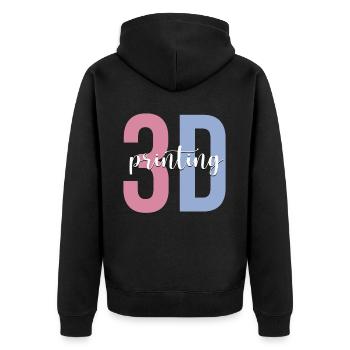 3D Printer Machine - Unisex Premium Organic Zip Hoodie - black - Back - Nico (187cm)