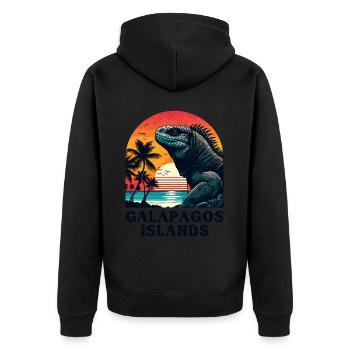 Marine Iguana Galápagos Islands - Unisex Premium Bio Zip Hoodie - Schwarz - Hinten - Nico (187cm)