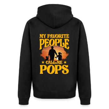 Meine Lieblingsleute nennen mich Pops - Unisex Premium Bio Zip Hoodie - Schwarz - Hinten - Nico (187cm)