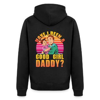 War ich ein Good Girl Daddy? - Unisex Premium Bio Zip Hoodie - Schwarz - Hinten - Nico (187cm)