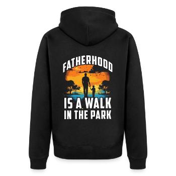 Vaterschaft ist ein Spaziergang im Park - Unisex Premium Bio Zip Hoodie - Schwarz - Hinten - Nico (187cm)