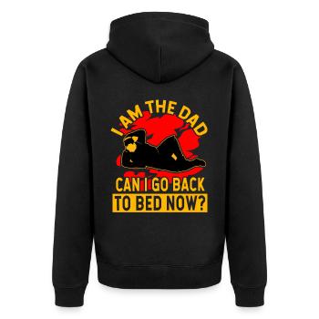 Ich bin der Vater, kann ich jetzt wieder ins Bett gehen? - Unisex Premium Bio Zip Hoodie - Schwarz - Hinten - Nico (187cm)