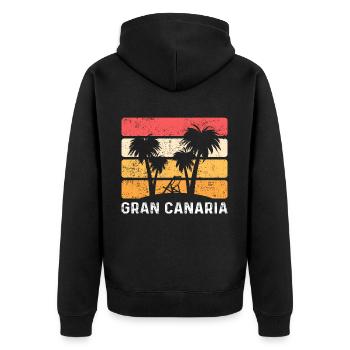 Sunny Gran Canaria Escape Canary Islands Palm Trees - Unisex Premium Organic Zip Hoodie - black - Back - Nico (187cm)