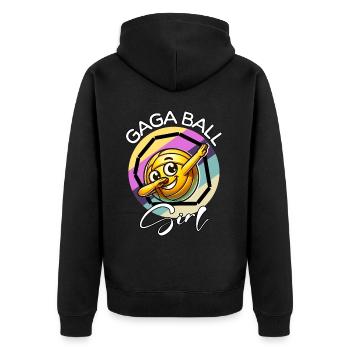 Gaga Ball Girl - Unisex Premium Bio Zip Hoodie - Schwarz - Hinten - Nico (187cm)