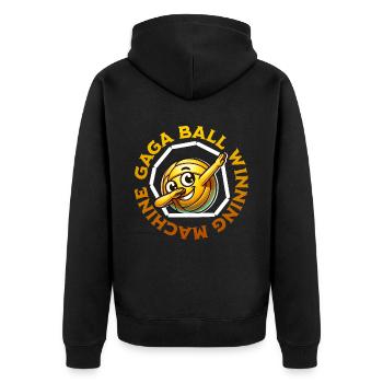 Gaga Ball Gewinner - Unisex Premium Bio Zip Hoodie - Schwarz - Hinten - Nico (187cm)