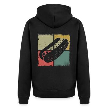Hot Dog Adulte Vintage Rétro - Veste à capuche bio Premium Unisexe - noir - Dos - Nico (187cm)