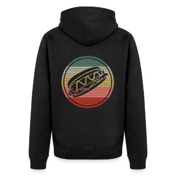 Hot Dog Adulte Rétro Vintage - Veste à capuche bio Premium Unisexe - noir - Dos - Nico (187cm)