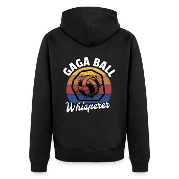 Gaga Ball Whisperer - Unisex Premium Bio Zip Hoodie - Schwarz - Hinten - Nico (187cm)
