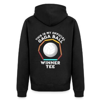 Gaga Ball Spieler - Unisex Premium Bio Zip Hoodie - Schwarz - Hinten - Nico (187cm)