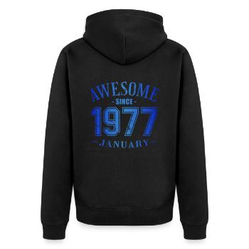 Janvier 1977 - Anniversaire en janvier Génial - Veste à capuche bio Premium Unisexe - noir - Dos - Nico (187cm)