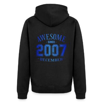 Décembre 2007 - Anniversaire en décembre Génial - Veste à capuche bio Premium Unisexe - noir - Dos - Nico (187cm)