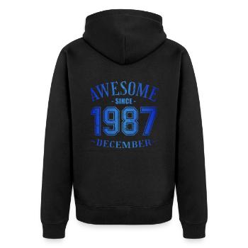Décembre 1987 - Anniversaire en décembre Génial - Veste à capuche bio Premium Unisexe - noir - Dos - Nico (187cm)