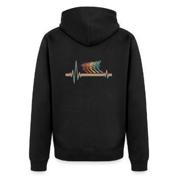 Skifahren Apres Ski Ekg Heartbeat - Unisex Premium Bio Zip Hoodie - Schwarz - Hinten - Nico (187cm)