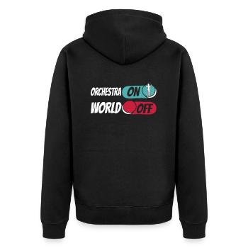 Orchester Orchestra On World Off - Unisex Premium Bio Zip Hoodie - Schwarz - Hinten - Nico (187cm)