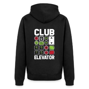 Fahrstuhl Aufzug Tasten - Unisex Premium Bio Zip Hoodie - Schwarz - Hinten - Nico (187cm)