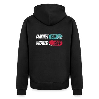 Klarinette Klarinettist Clarinet On World Off - Unisex Premium Organic Zip Hoodie - black - Back - Nico (187cm)