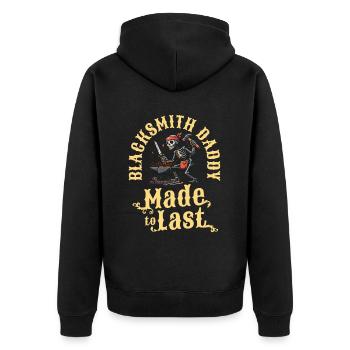 Blacksmith Metalworker Skeleton Fathers Day Dad - Unisex Premium Organic Zip Hoodie - black - Back - Nico (187cm)