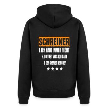 Schreiner - Unisex Premium Bio Zip Hoodie - Schwarz - Hinten - Nico (187cm)