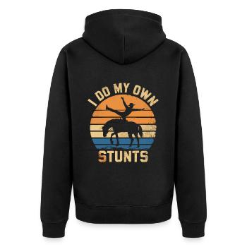 Loves Horse Vaulting Gift - Unisex Premium Organic Zip Hoodie - black - Back - Nico (187cm)