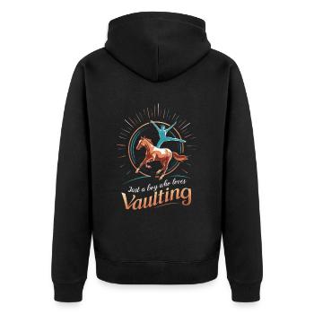 Liebt Pferd Voltigieren Geschenk - Unisex Premium Bio Zip Hoodie - Schwarz - Hinten - Nico (187cm)