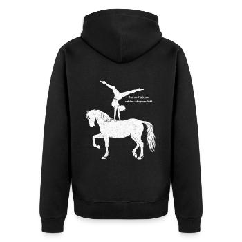 Loves Horse Vaulting Gift - Unisex Premium Organic Zip Hoodie - black - Back - Nico (187cm)