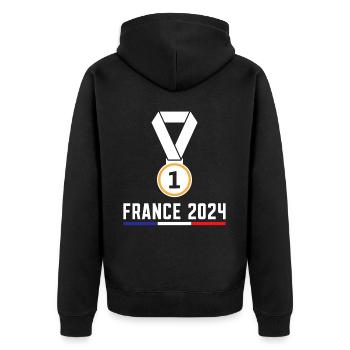 j'peux pas j'ai jeux tour eiffel France - Veste à capuche bio Premium Unisexe - noir - Dos - Nico (187cm)