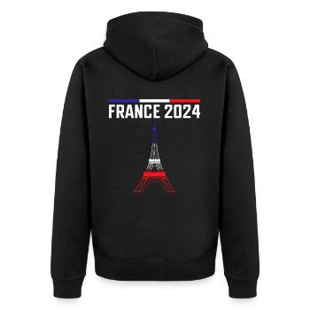 j'peux pas j'ai jeux tour eiffel France - Veste à capuche bio Premium Unisexe - noir - Dos - Nico (187cm)