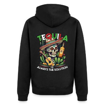 Lustiger Tequila Spruch Cinco De Mayo Design - Unisex Premium Bio Zip Hoodie - Schwarz - Hinten - Nico (187cm)