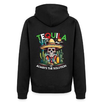 Funny Tequila Saying Cinco De Mayo Mexico - Unisex Premium Organic Zip Hoodie - black - Back - Nico (187cm)