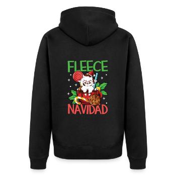 Fleece Navidad - Weihnachten Lama - Unisex Premium Bio Zip Hoodie - Schwarz - Hinten - Nico (187cm)
