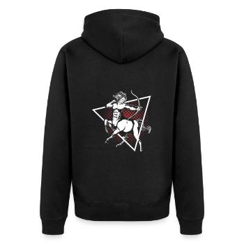 Zentaur - Unisex Premium Bio Zip Hoodie - Schwarz - Hinten - Nico (187cm)