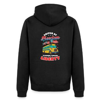Patriotischer Busfahrer steuert in Richtung Freiheit - Unisex Premium Bio Zip Hoodie - Schwarz - Hinten - Nico (187cm)