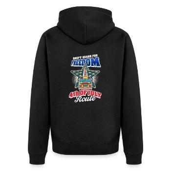 Patriotischer Busfahrer schaltet einen Gang höher für die Freiheit - Unisex Premium Bio Zip Hoodie - Schwarz - Hinten - Nico (187cm)