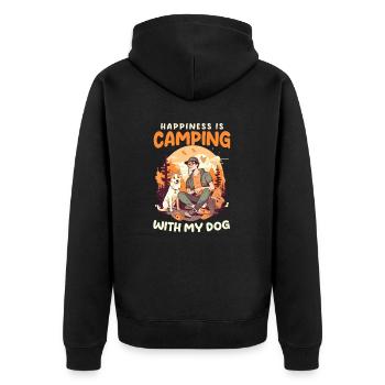 Funny Camping Camping With My Dog - Unisex Premium Organic Zip Hoodie - black - Back - Nico (187cm)