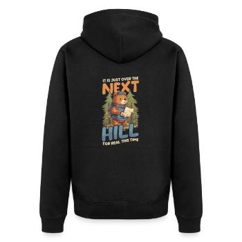 Funny Camping Over Hill For Real This Time - Unisex Premium Organic Zip Hoodie - black - Back - Nico (187cm)